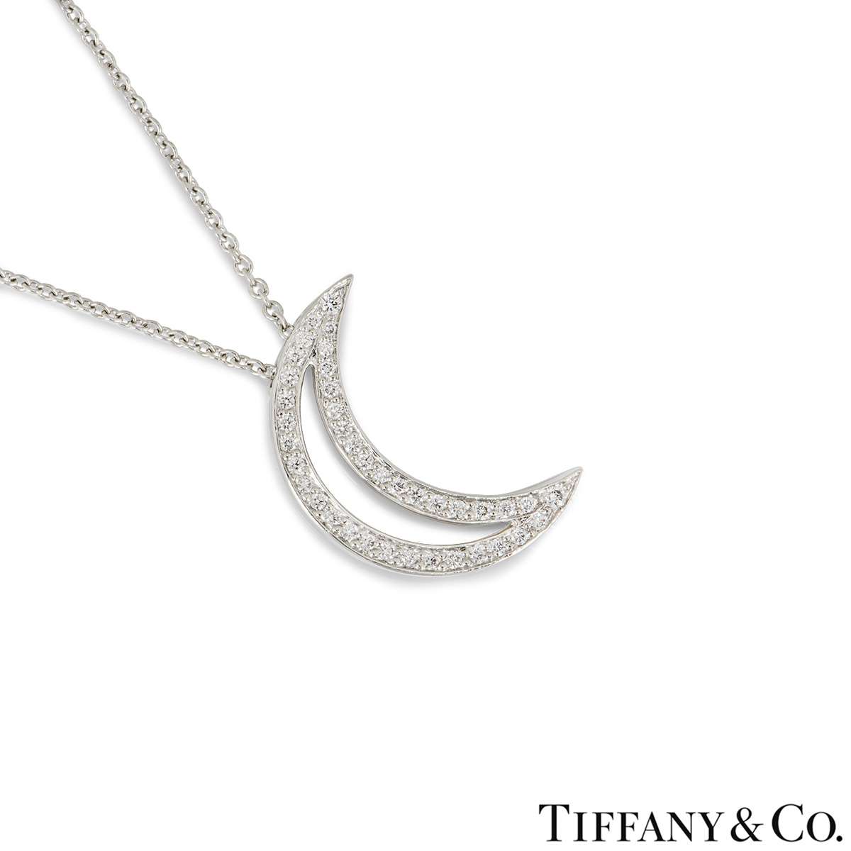 Tiffany & Co. Schlumberger® Stars and Moons necklace in platinum with a  round brilliant diamond and round brilliant diamonds - Tiffany